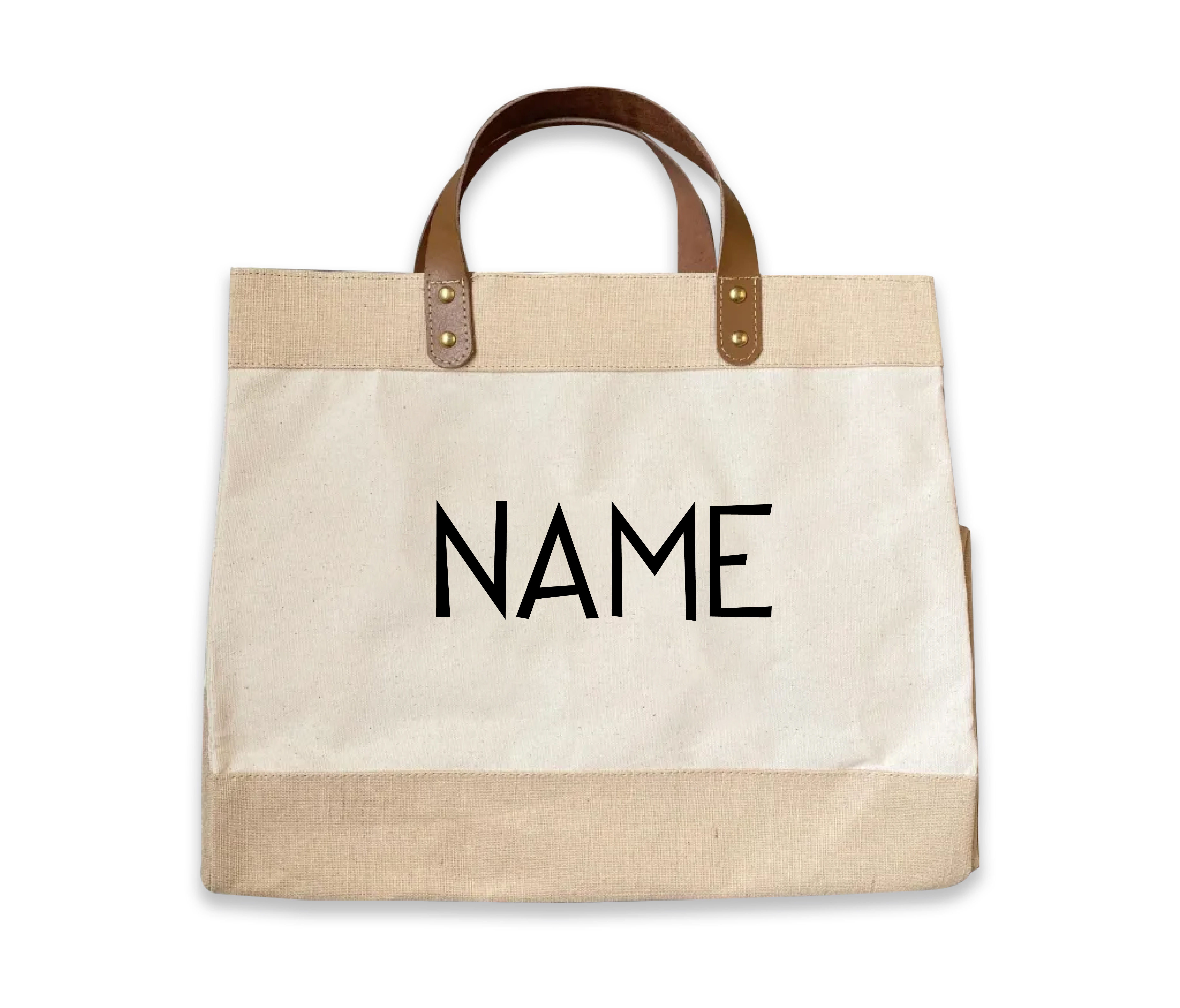 Personalised Canvas Tote Bag with Leather Handles